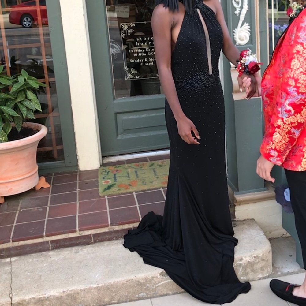 Black halter prom dress
